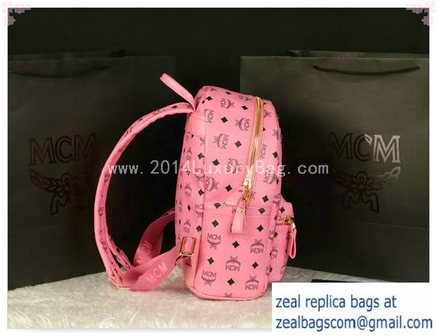High Quality Replica MCM Stark Backpack Large in Calf Leather 8004 Pink - Click Image to Close
